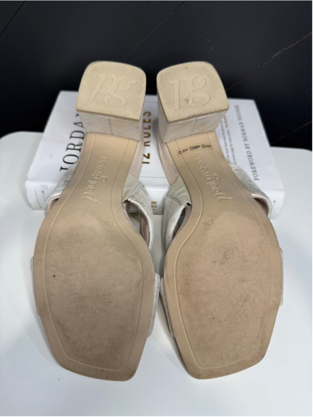 Paul Green Lauren Gold Suede Mule Heels Low Block Heel Size 8 - Picture 7 of 10